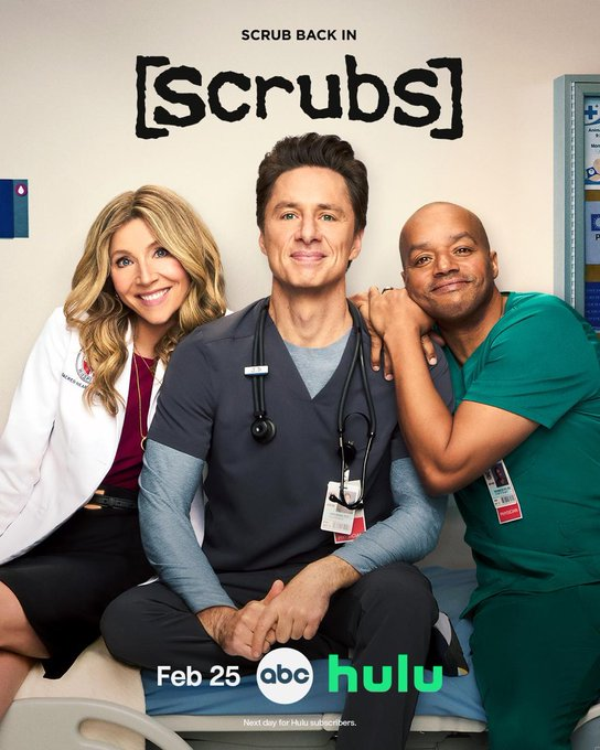 PPatchwork's tweet image. Visuel du retour de #Scrubs.

En Février sur #Hulu.