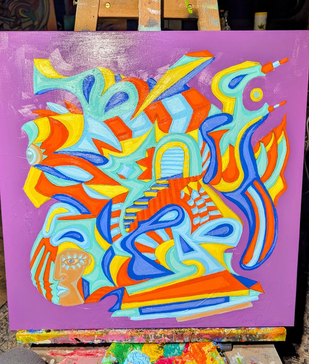 Ready for black outline on this new 20x20" canvas. 🔥

#painting #artist #colorful #abstract #cubism