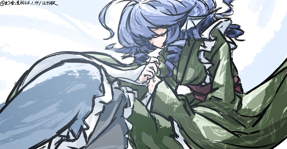 #深夜の真剣お絵描き60分一本勝負 
#touhou 
#東方Project 
——わかさぎ姫
第1241枚
呇