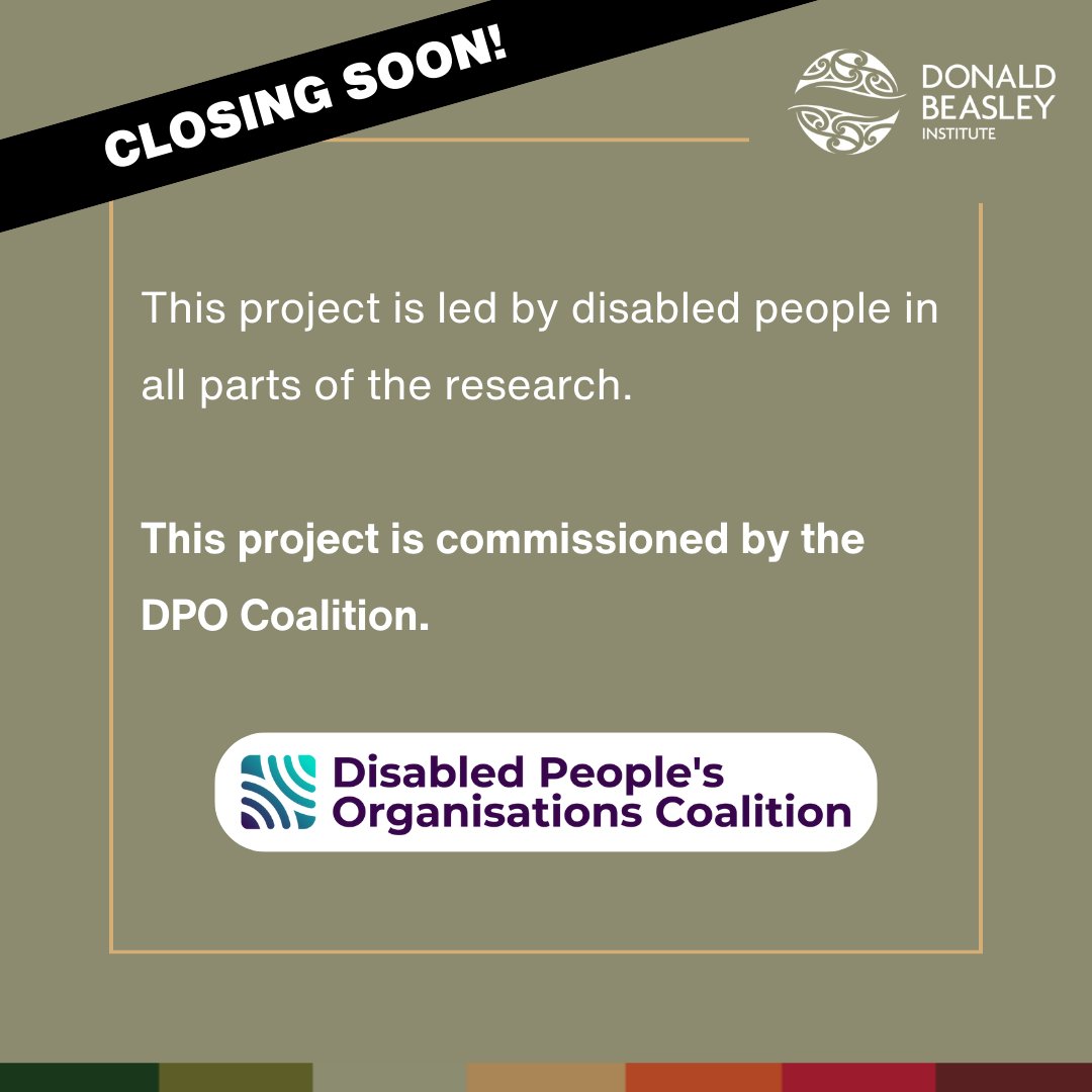 Have you completed our questionnaire on the standard of living and cost of living for disabled people in Aotearoa? 

Questionnaire closes 31/1/26 - have your say now!

Link: tinyurl.com/exvmnrbs
More info and alt formats: tinyurl.com/5n842wub