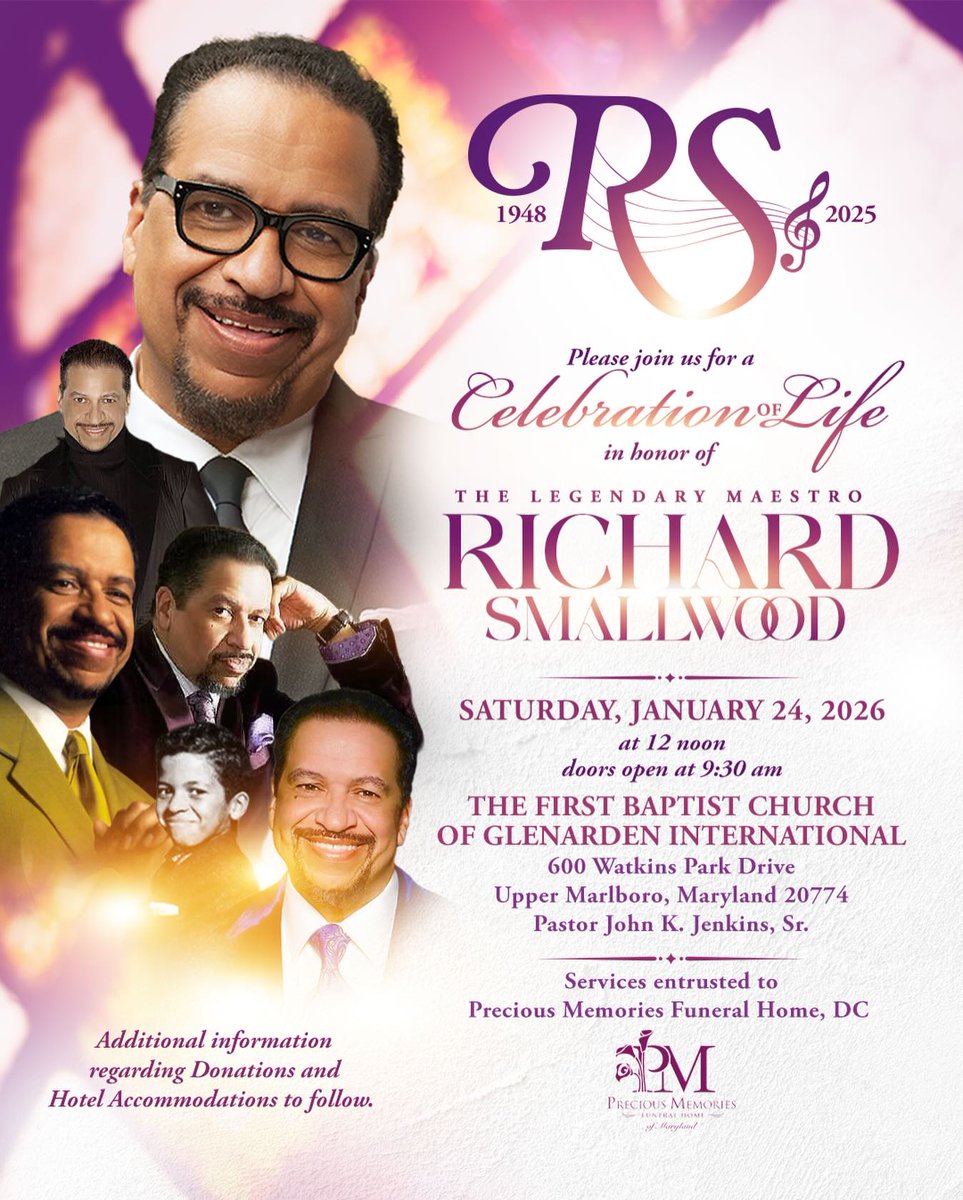 afronews's tweet photo. Richard Smallwood, gospel icon, to be honored at Jan. 24 celebration of life
By Megan Sayles, AFRO Staff Writer
https://t.co/phcKNK4xUY

#richardsmallwood #gospelmusiclegend #celebrationoflife #totalpraise #musicalgenius https://t.co/XtnqWjNZKy