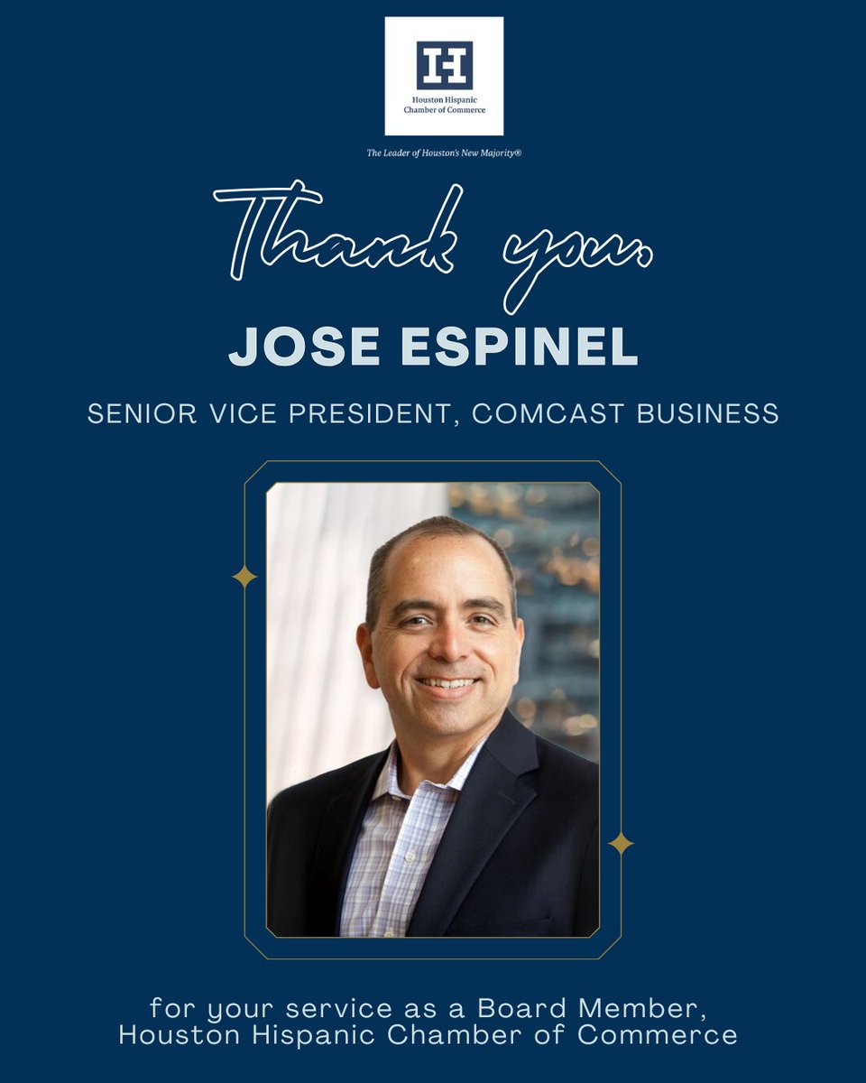 HispanicHouston's tweet photo. Thank you, Jose Espinel for your service!
Houston Hispanic Chamber of Commerce, Board Member. https://t.co/Nq1jq9JqO6