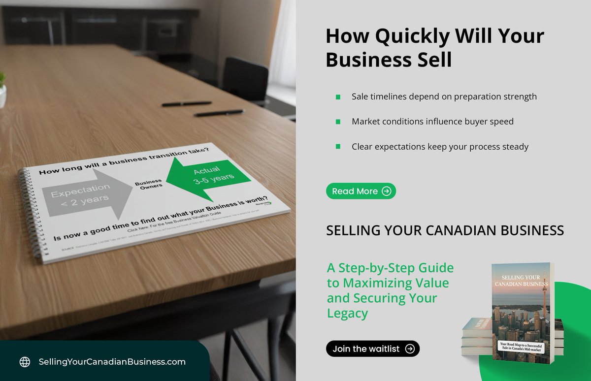 How Quickly Will Your Business Sell

How fast a business sells depends on preparation, pricing, and market activity. Well-organized financials and clean operations attract buyers faster.

Read more 👉 sellingyourcanadianbusiness.com/articles/f/how…

 #SellYourBusiness #BusinessOwners #EntrepreneurLife