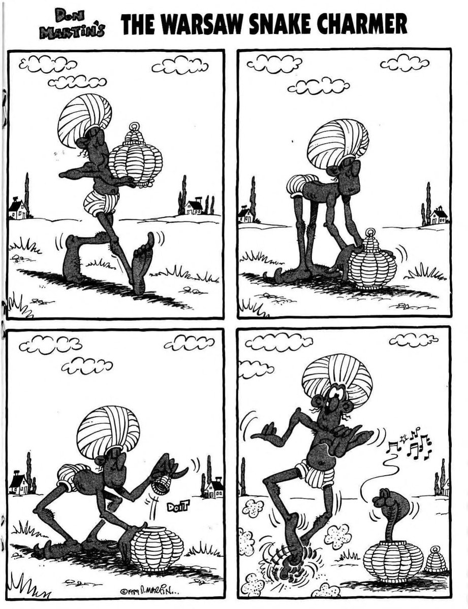 “The Warsaw Snake Charmer”

From Cracked magazine issue 251.

(Script/Art Copyright of Don Martin Estate, 1989)