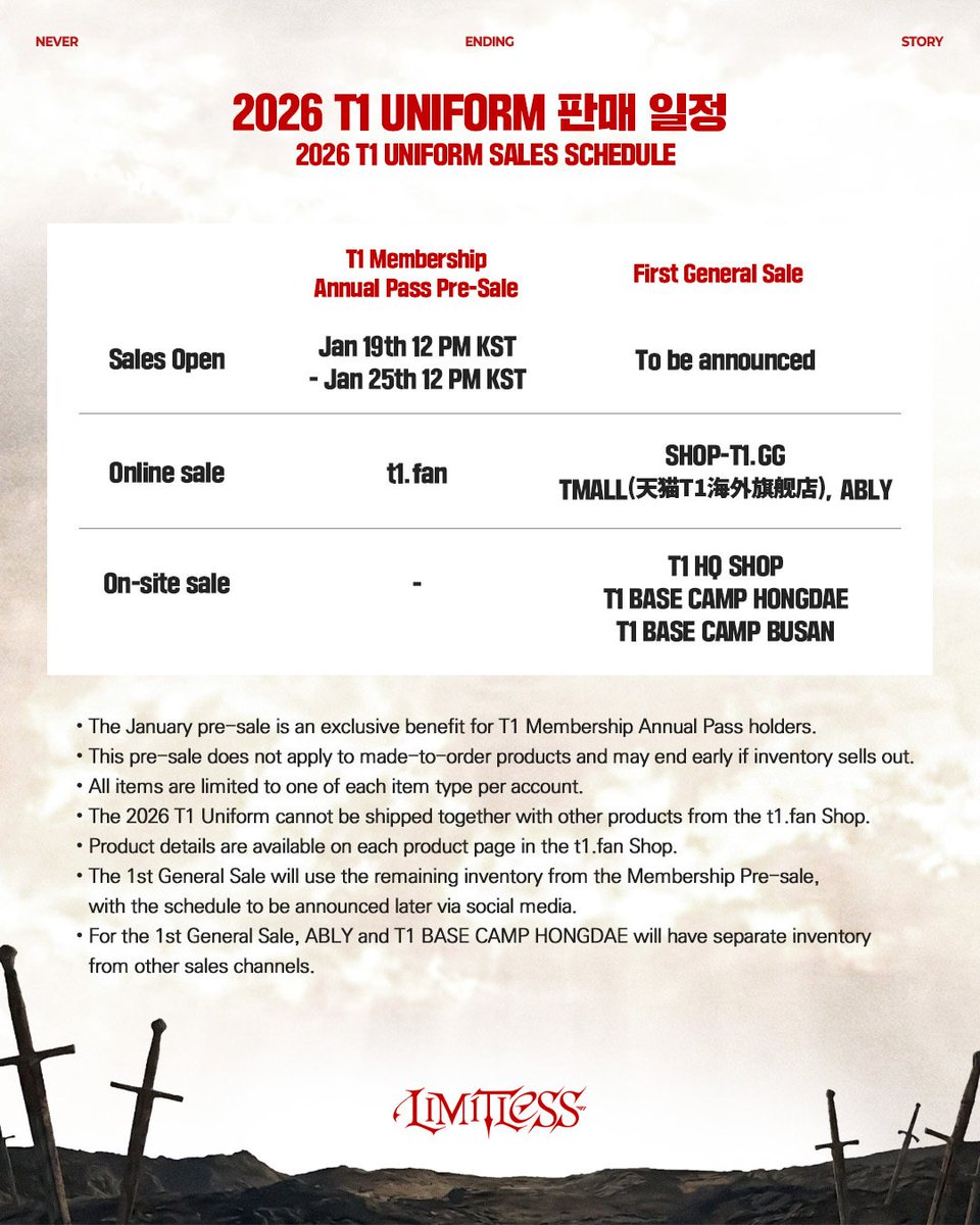 JIAJUNGO27's tweet image. [INA GO🇮🇩] Help rt ^^

🌼 PO - 2026 T1 UNIFORM - LIMITLESS 🌼

💸 Price on pict

✅️ Min slot terisi
✅️ GO Line/WA
❌ adm 🍊 + Packing
📍 Tegal, jateng

🛒 Order by dm 

T. Wts wtb t1 jacket pants annual doran oner faker peyz keria