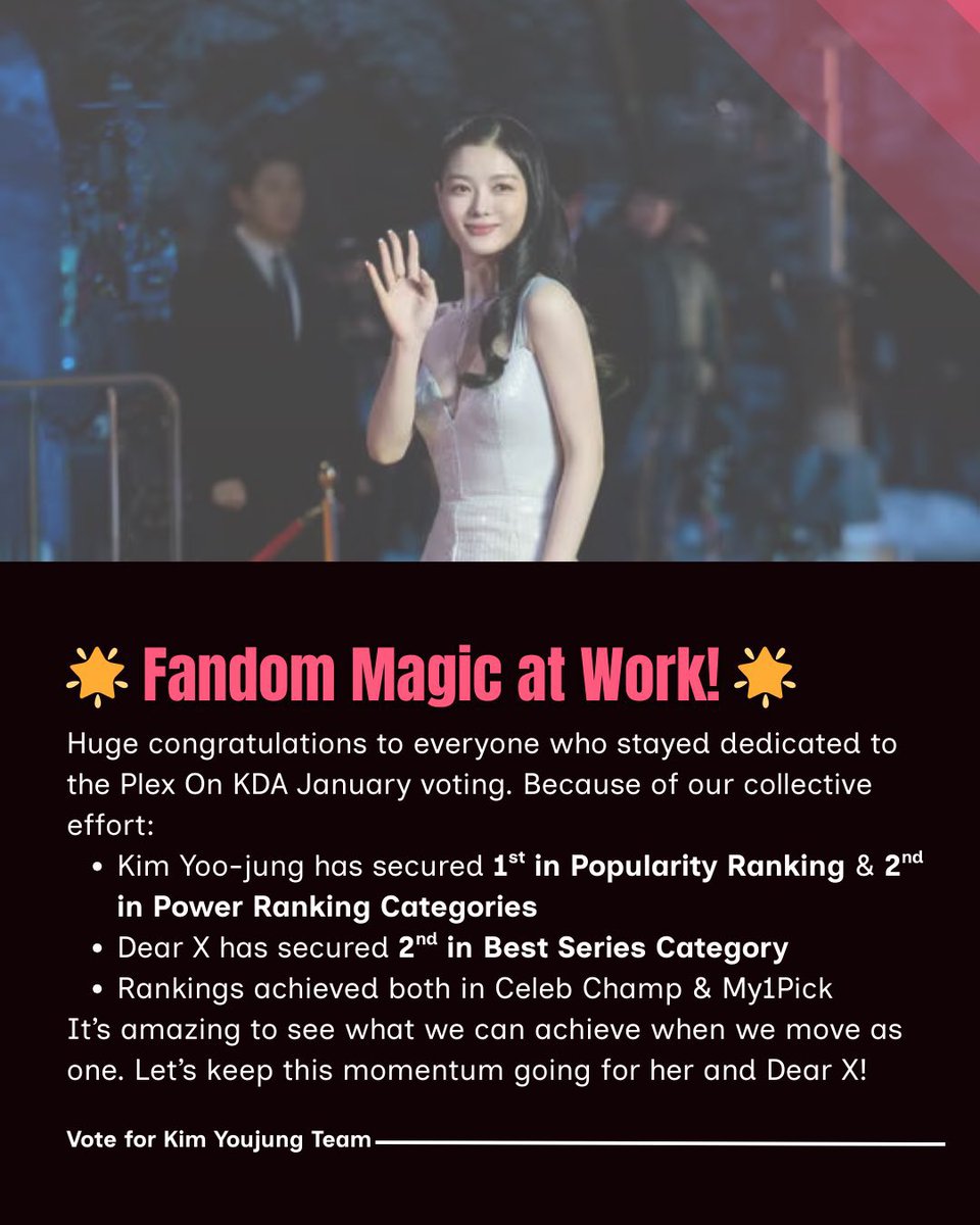 📣 To all Sosuke-Stars ~ a huge THANK YOU to YOU!

🗳️ Friendly reminder that we still have the Blue Dragon Series Award Monthly Voting (January) in Celeb Champ ☺️

#KimYooJung #KimYouJung #김유정 
#DearX #친애하는X