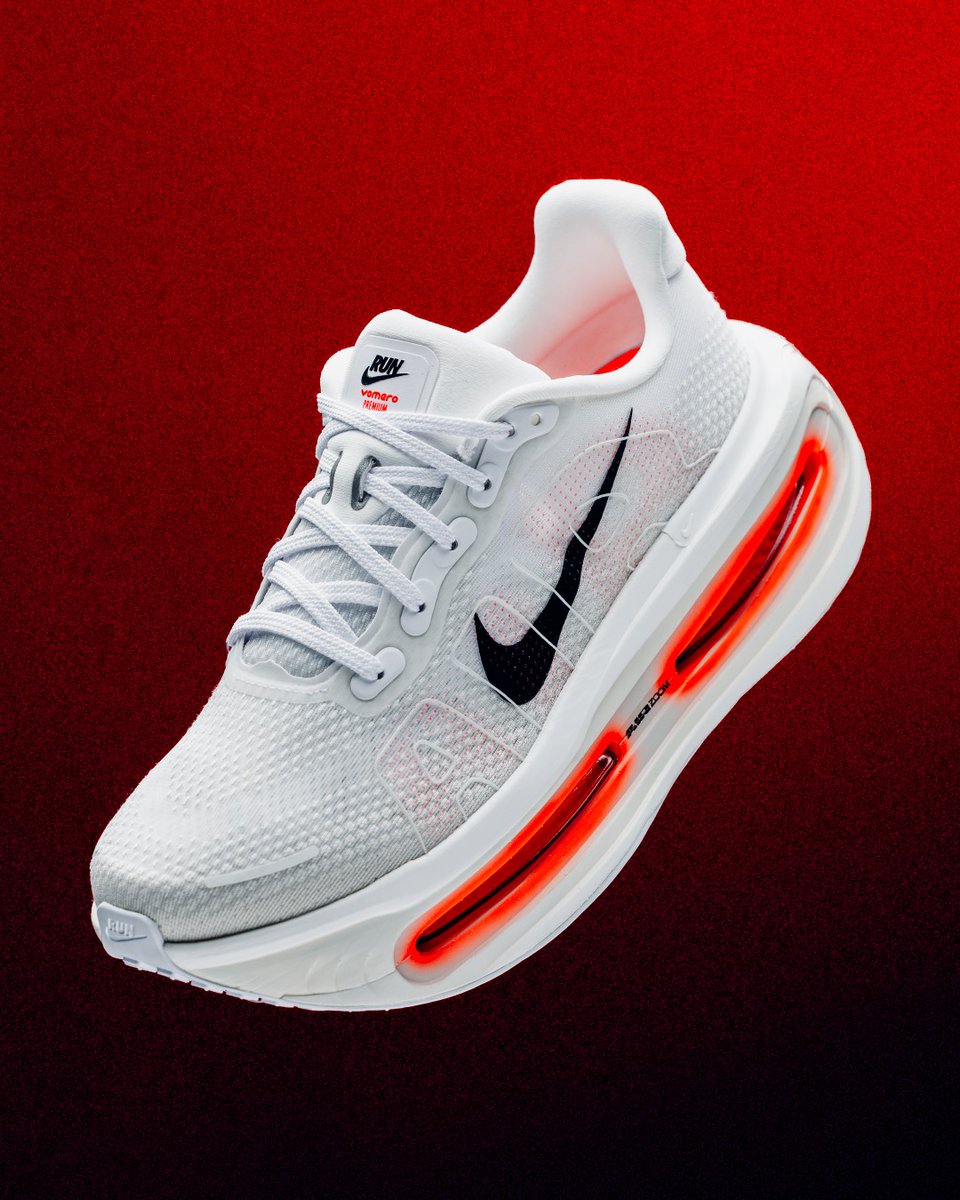 The Nike Vomero Premium in White and Bright Crimson delivers a