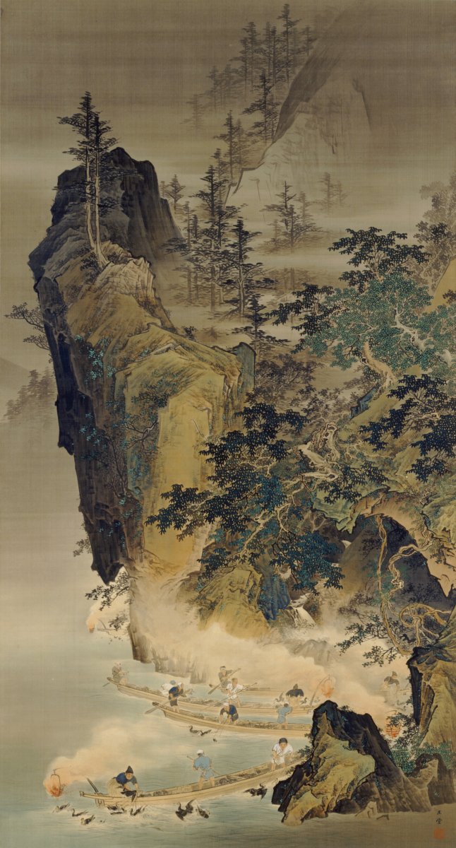 yamatanemuseum's tweet image. #LOVEいとおしい展 オリジナル和菓子「かがり火」

川面に揺れる篝火の明かりを錦玉羹で、鮎は羊羹、川底の石は胡麻入り白あんで表しました。
川合玉堂《鵜飼》(#山種美術館)に描かれた鵜飼の情景をイメージした和菓子です。

#カフェのある美術館