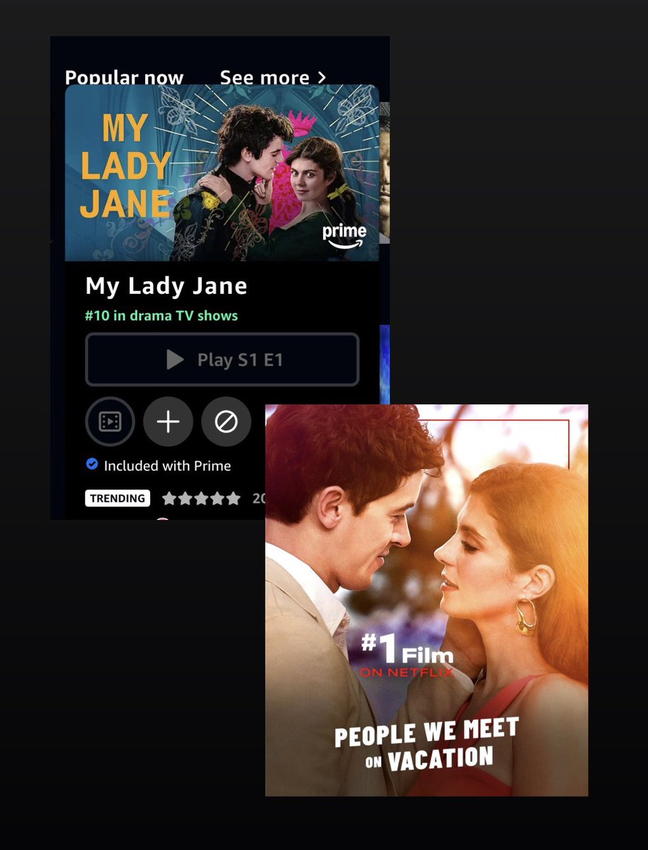 number 1 film and show that just went back to the top 10 and trending. emily bader you’ll always be famous #pwmov #myladyjane
