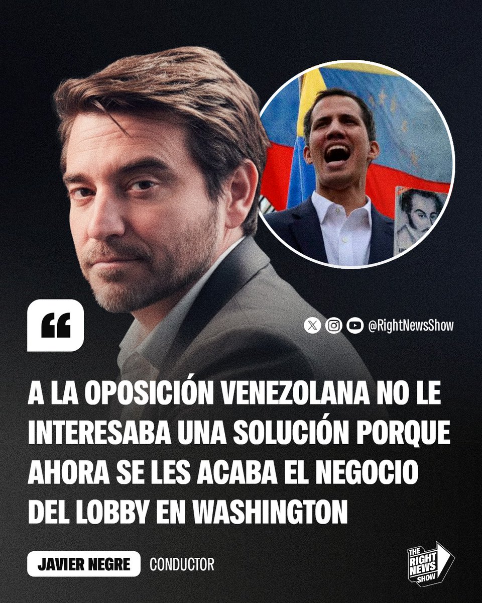 RightNewsShow's tweet image. 🚨🇺🇲🇻🇪 | Javier Negre destruyó a la tibia oposición venezolana como Juan Guaidó: "A la oposición venezolana no le interesaba una solución porque ahora se les acaba el negocio del lobby en Washington".