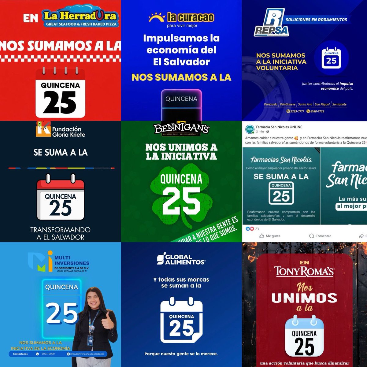 MrElegantesv's tweet image. Cada vez más empresas privadas se suman de manera voluntaria a la Ley Quincena 25, garantizando el pago del complemento salarial de enero sin descuentos de renta, ISSS ni AFP.

Este beneficio se entregará entre el 15 y 25 de enero a trabajadores con ingresos de hasta $1,500…