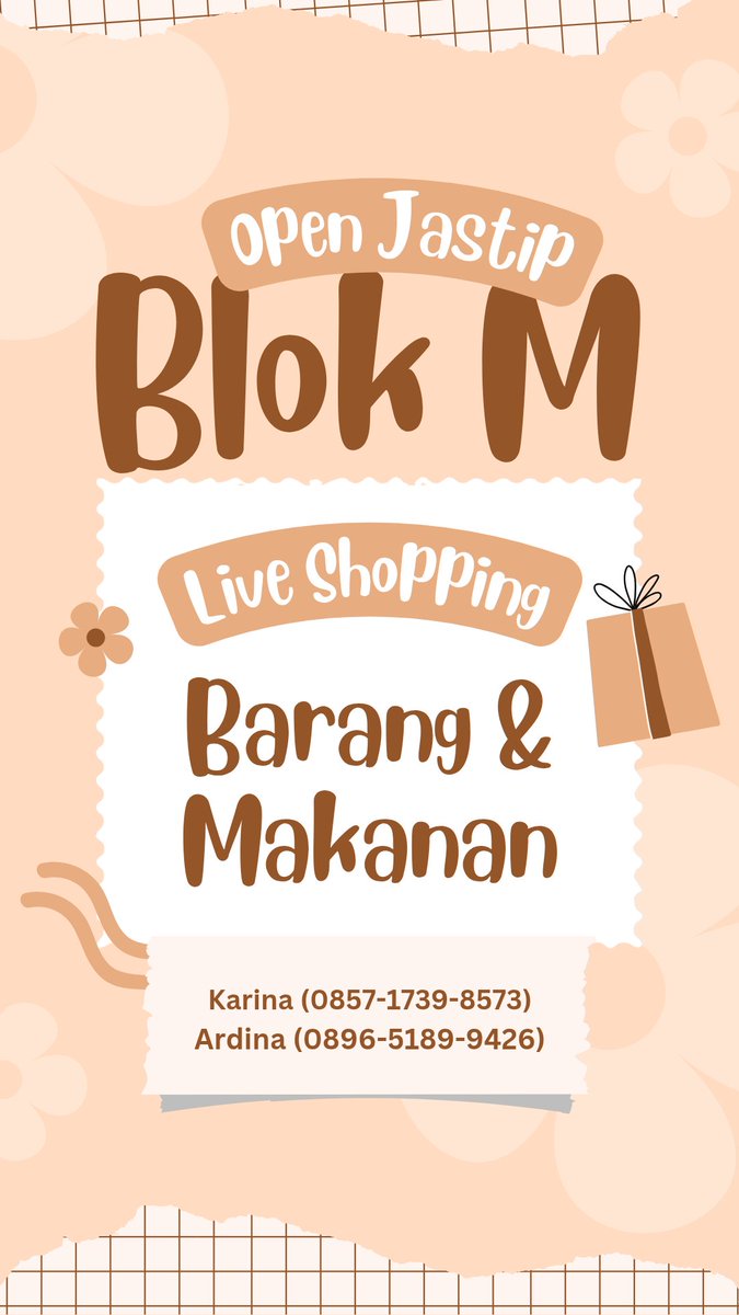 67fleurd's tweet image. 🛍️ OPEN JASTIP BLOK M — 16 JAN 2026 🍩

Mau nitip BARANG atau MAKANAN?
dua-duanya bisaa!

🍴 Makanan Blok M 
✔️ COD Jakpus–Jakbar
🛒 Barang
✔️ Bisa via Shopee 

💸 Fee jastip 5K / item
📩 Order via DM / WA:
Karina 0857-1739-8573
Ardina 0896-5189-9426