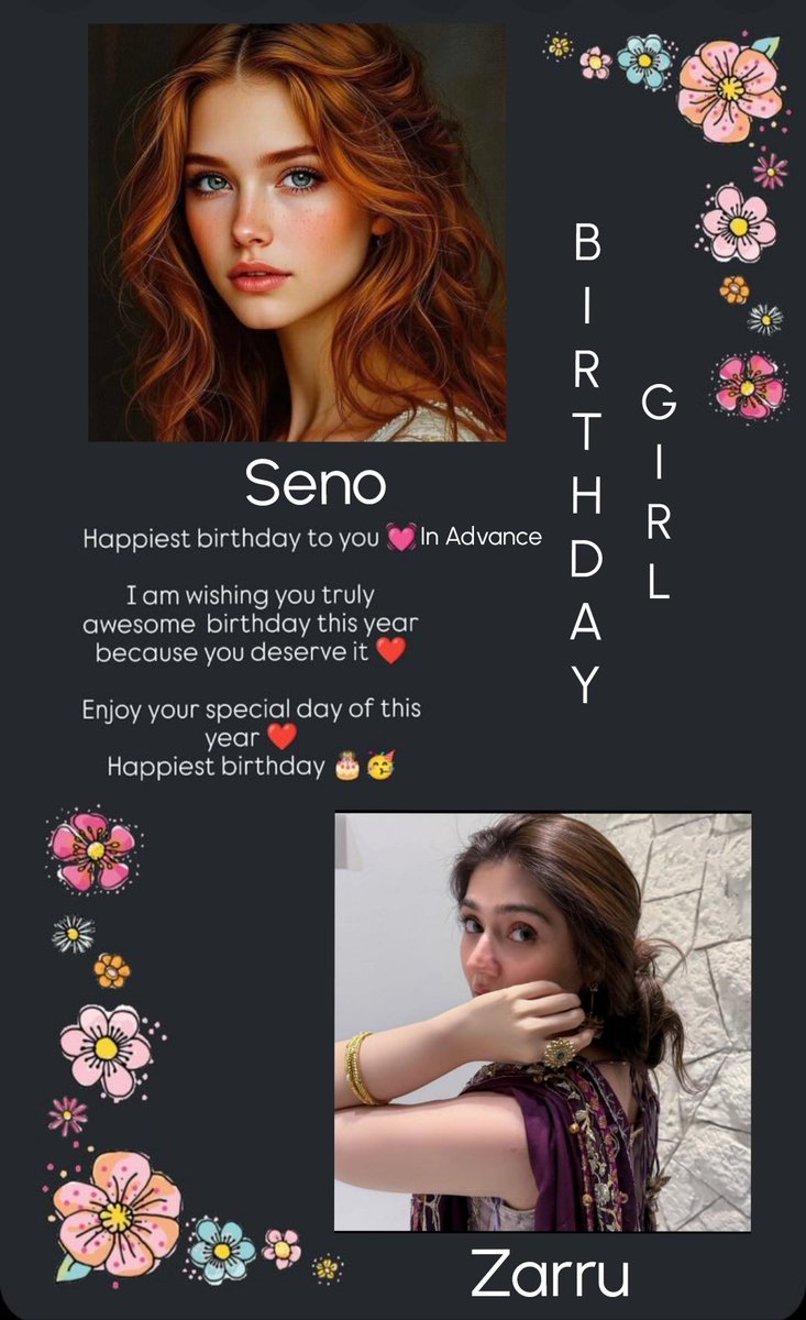 Zarmeenkhan221's tweet image. Happiest early birthday to the prettiest soul !!! @seno_112 ♥️wishing you a day with full of joy and year filled with happiness stay blessed (Aameen) LOVE YOU🫶🏻🥰