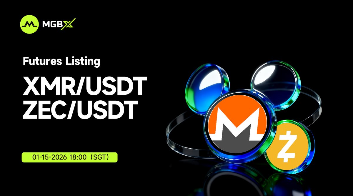 🎉 #MGBX New Futures Listing We are about to list XMR/USDT and ZEC/USDT  perpetual futures! ⏰Trading Opens: January 15, 2026, 18:00 (SGT) 🔍 More  details: https://t.co/RCX1XaoUk1 #MGBX_Listing #XMR #ZEC