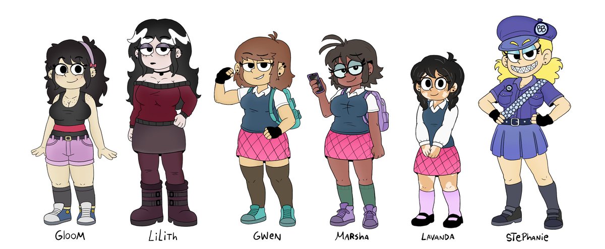 Sinkids AU #3 
#Sinkids #GloomLoud #LilithLoud #GwenMiller #MarshaLeblanc #LavandaLoud #Stephanie #AU #Theloudhouse #Sin_kids #TLH #characterdesign