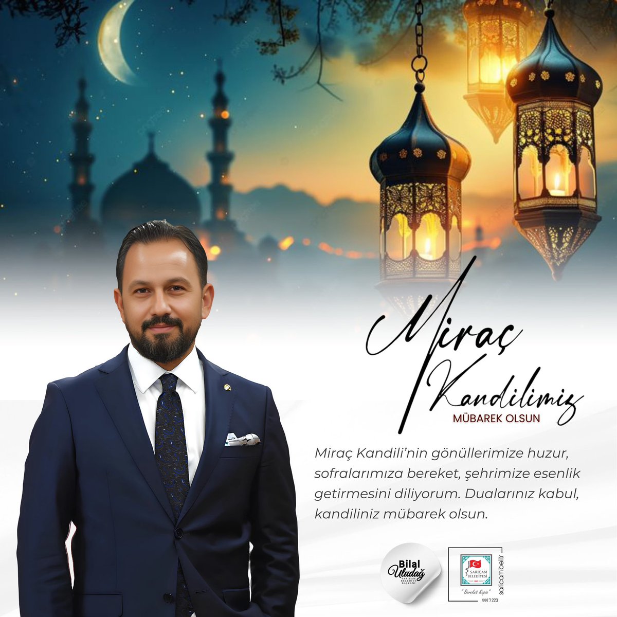 avbilaluludag's tweet photo. Miraç Kandili’nin gönüllerimize huzur, sofralarımıza bereket, şehrimize esenlik getirmesini diliyorum. Dualarınız kabul, kandiliniz mübarek olsun. https://t.co/C75eRwDh8d