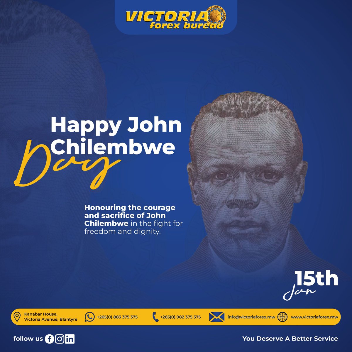 GeorgeKumwenda4's tweet image. Honouring the courage and sacrifice of John Chilembwe in the fight for freedom and dignity.
.
.
.
 #fastsecurereliable #moneytransfer #finance #sendmoney #victoriaforexbureau #mobilemoney #Remittance #money