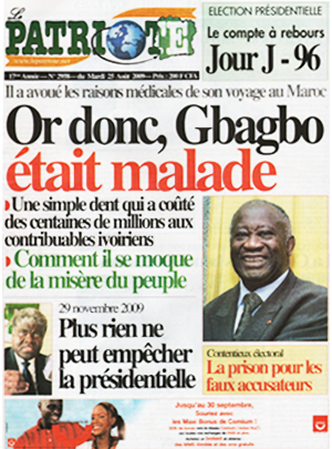 Le 29 AOUT 2009 le journal proche du RDR à accuser le Président de la république de Cote d'Ivoire d'avoir utiliser des centaine de millions de l'argent publique pour acheter une dent et ce sans aucune preuve. c'était une diffamation pour crédule. SVP Libérez JFK! #FreeJFK