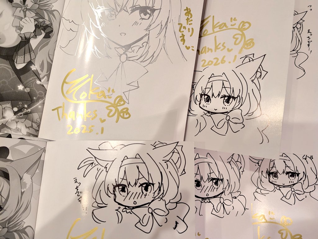 こみトレに持って行く秘密の裏ライブのサイン本、沢山絵描いてます📕

おひとり様1冊でお願いします🙏
あと日付間違えて2025のがあるごめん😇

サイン本は🍈さんでも受注中です🌟(ランダムで当たりはイラスト入り) 