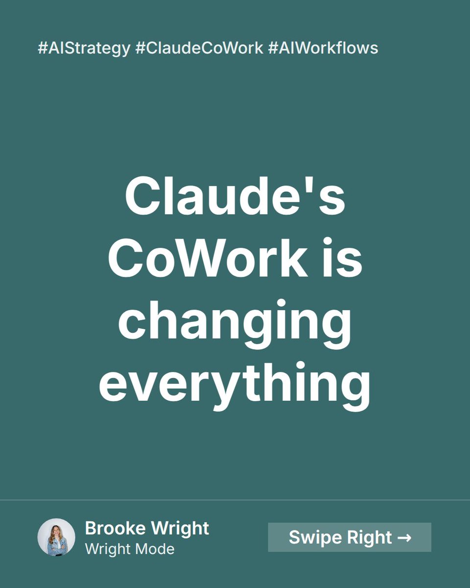 WrightModeAI's tweet image. Claude's CoWork isn't just a feature—it's an early-mover advantage. Get in before it goes mainstream. #AIStrategy #ClaudeCoWork #NotDramatic