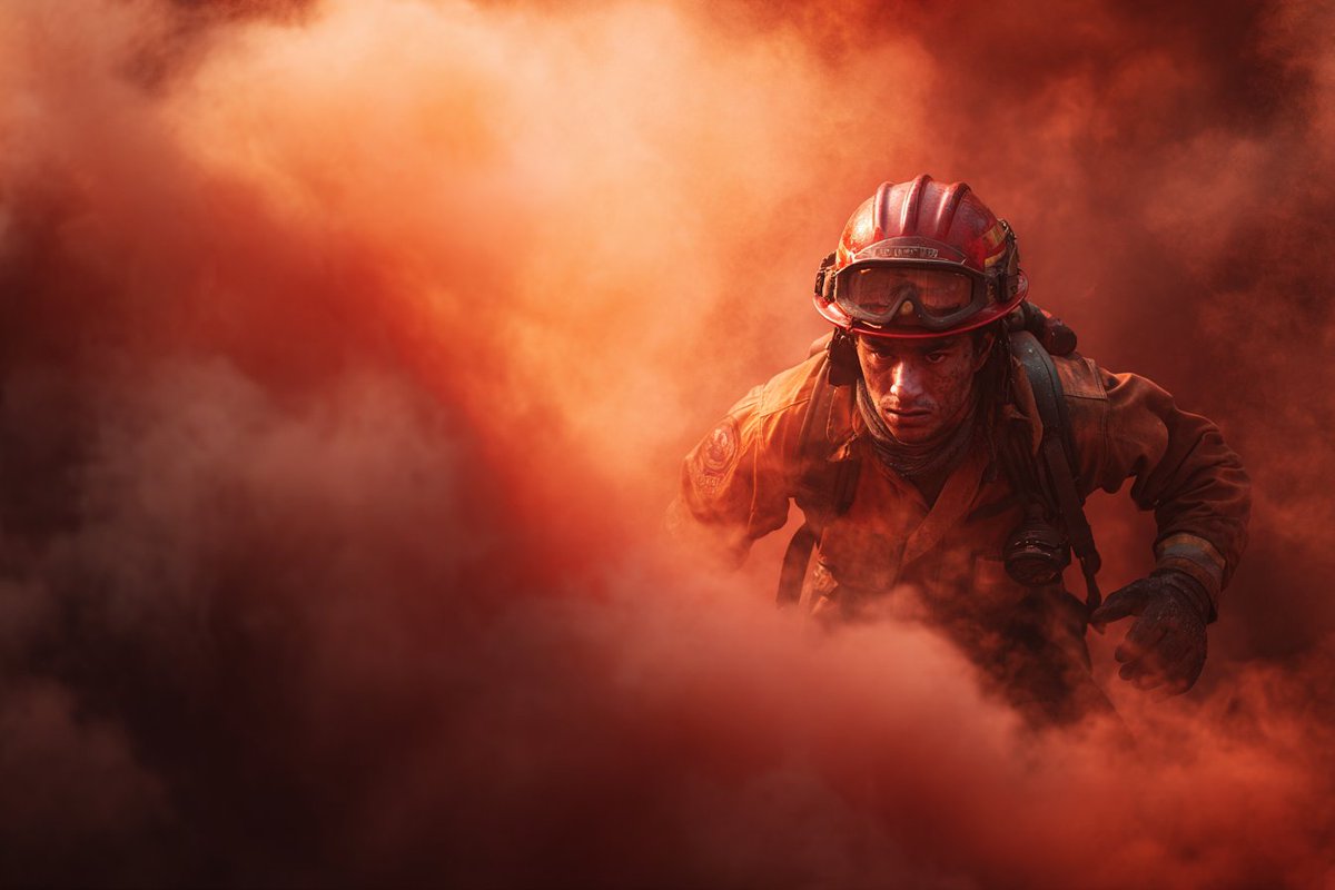 This AI image generation style focuses on creating vivid and dramatic scenes that depict a urgent escape from a wildfire, emphasizing the thrill and danger of the situation.
