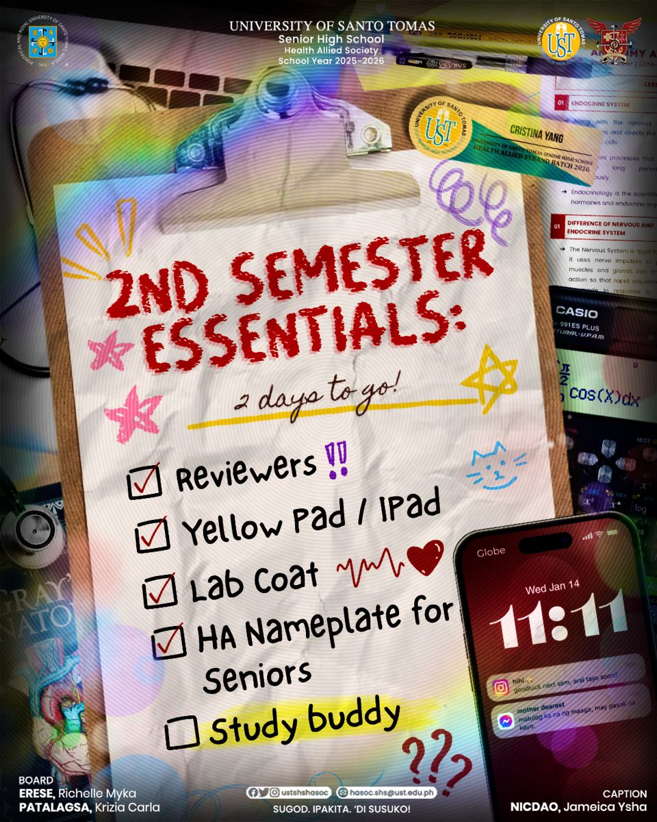 Study buddy reveal? 🤭

As classes begin, this is a friendly reminder to review your lists and be prepared for the upcoming long readings and return demonstrations.  

Welcome back, Vanguards. 📚