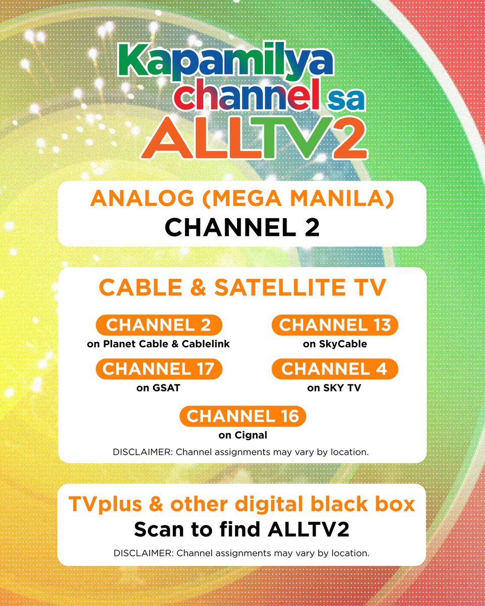 Subaybayan ang mga paboritong Kapamilya shows sa Kapamilya Channel sa ALLTV2 at damhin ang ligaya sa bawat eksena. Siguradong magpapangiti kayo dahil tunay tayong 2gether Forever Kapamilya!

#ABSCBN #ALLTV2 #2getherForeverKapamilya #KapamilyaChannelSaALLTV2 #DMJCreativeProduction