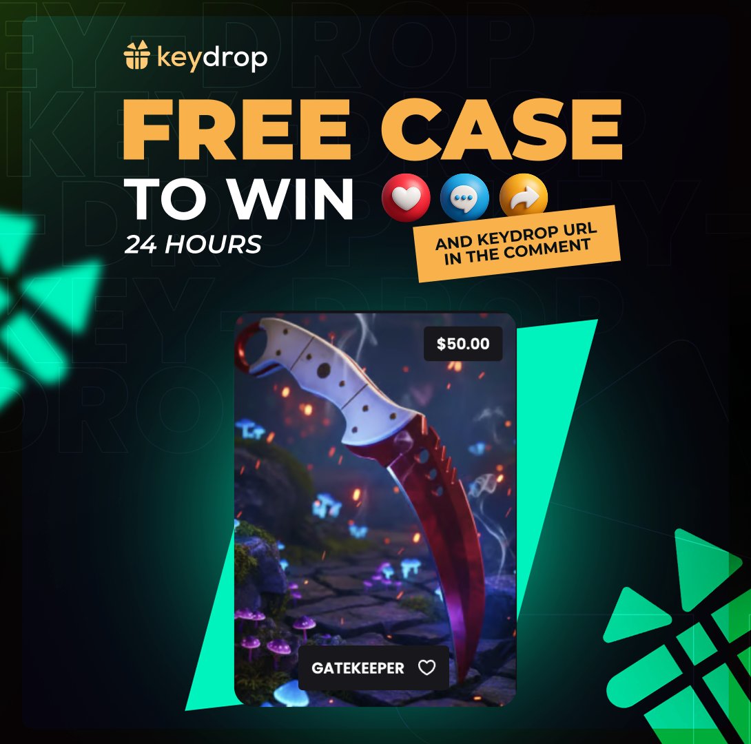 🏆 Ready to grab a FREE case? Just follow these steps 👇

❤️ Like last 3 posts
🤝 Follow us!
🔁 Retweet!

⏰ Wait 24 hours!
⚠️ Remember to add your keydrop profile url in the comments
