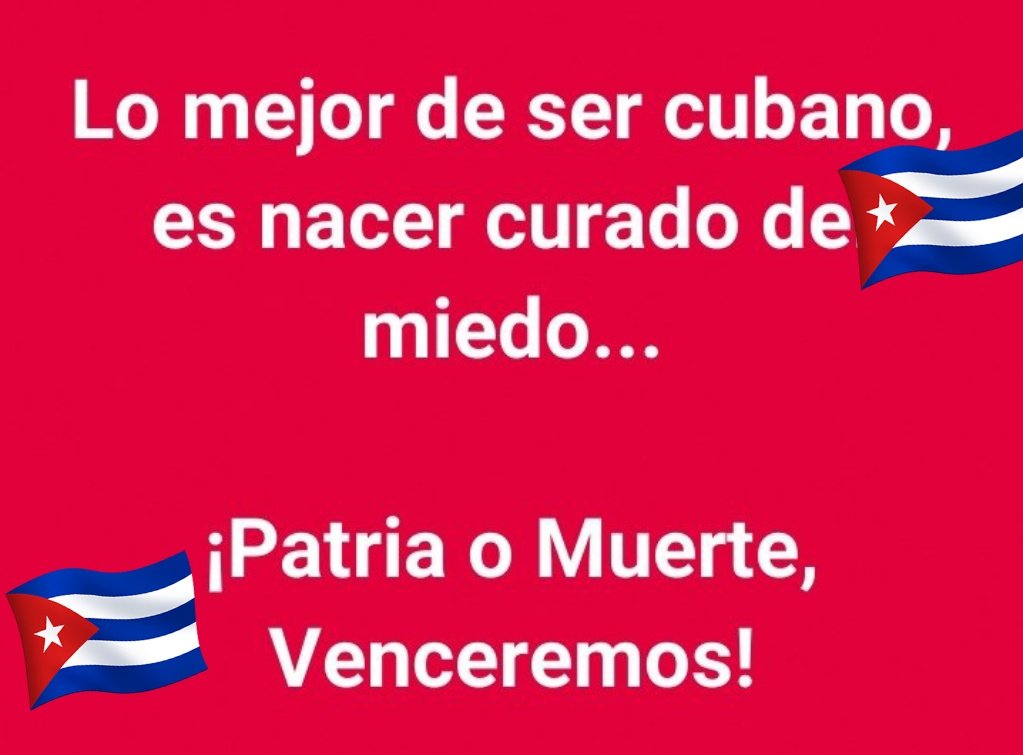 ¡El imperialismo jamás podrá que vencer la firmeza y compromiso revolucionario de nuestro pueblo!
¡Patria o Muerte,
Venceremos!

 #CubaEsCoraje 🇨🇺
#CubaEstáFirme 🇨🇺