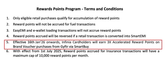 MModaliar's tweet image. HDFC has killed the Infinia card by dropping accelerated reward points on Gyftr via SmartBuy

The cardholders should surrender their card and switch to black money for accelerated discounts in India