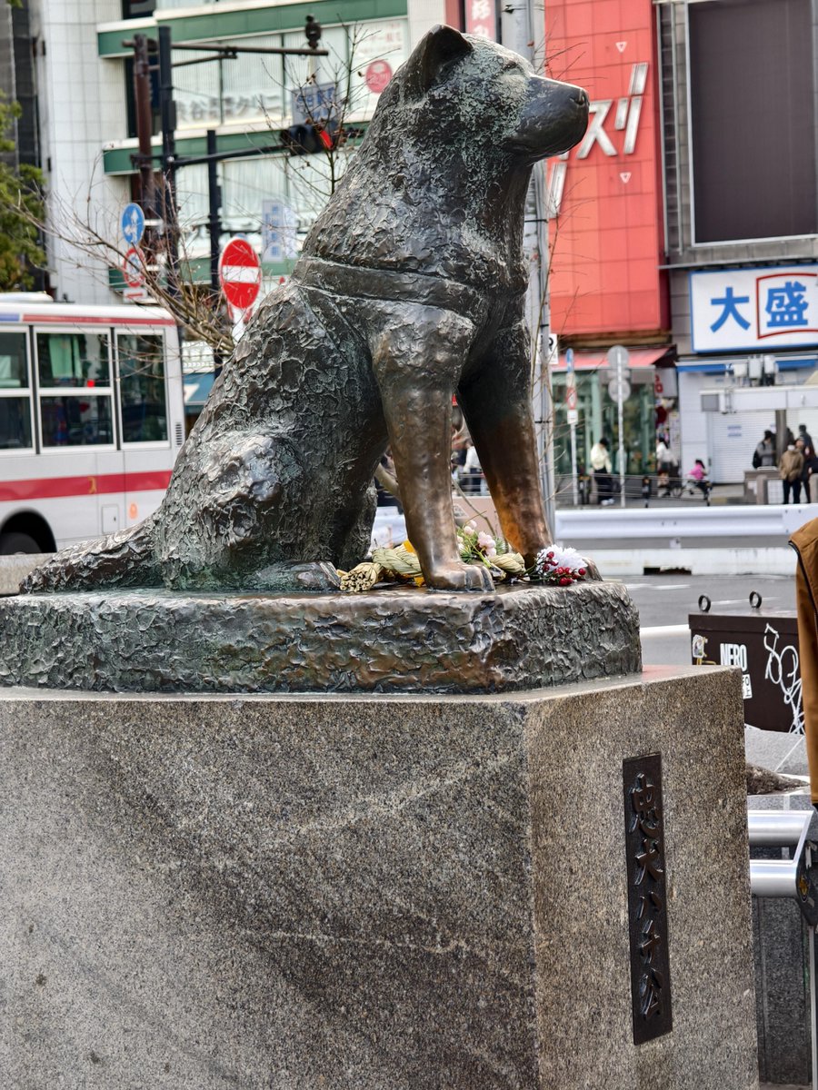 渋谷のにぎやかな交差点…忠犬ハチ公の像ですね。** あの心に響く物語