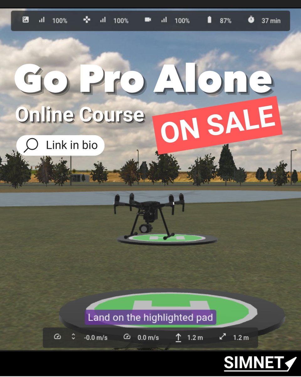 SIMNET_aero's tweet photo. Online Course: Manual Piloting of Multirotor UAVs
👉 https://t.co/JzsCFr73nD

Accelerate drone piloting mastery; anytime, anywhere, right from your web browser!

This hands-on training combines simulation and theory, taking you through progressively advanced piloting drills https://t.co/iPsI9ZgQmE