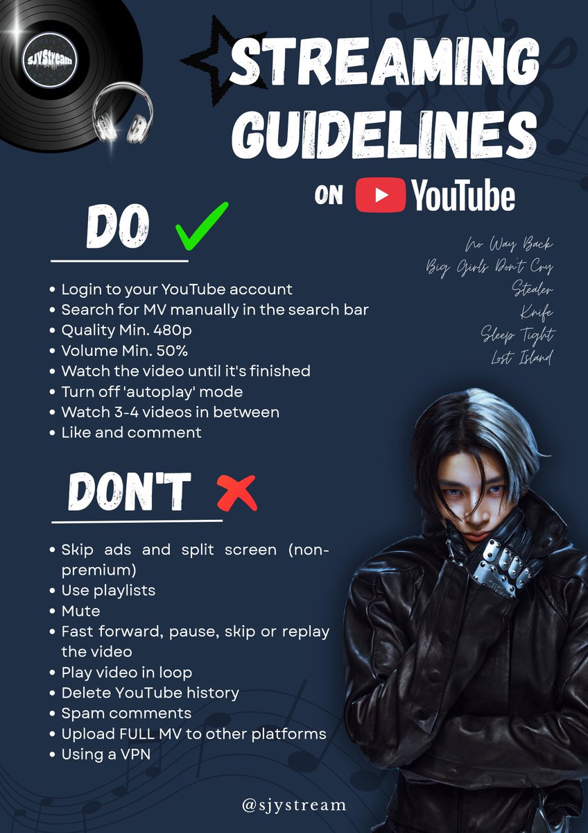 SJYStream's tweet image. 📢 STREAMING GUIDELINES❗️

Please pay attention to these guidelines for Youtube and Spotify stream, so we can achieve our comeback goals!

#ENHYPEN_7thMiniAlbum #엔하이픈 #ENHYPEN #엔하이픈 @ENHYPEN @ENHYPEN_members