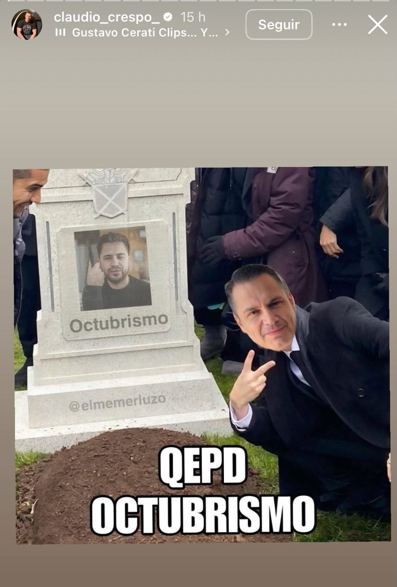 Que Claudio Crespo publique este meme un sus historias de Instagram revela su sadismo, el mismo que escuchamos desde su cámara GoPro amenazando sacar ojos o dejando que manifestantes se quemaran…

Burlarse así del dolor de Gatica solo retrata su miseria, su descomposición humana