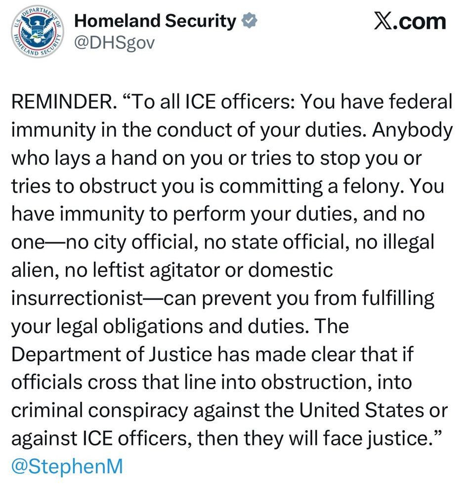 When the government publicly reminds officers they’re immune, it’s not about your safety.
It’s about striking fear into you and exerting power without accountability.