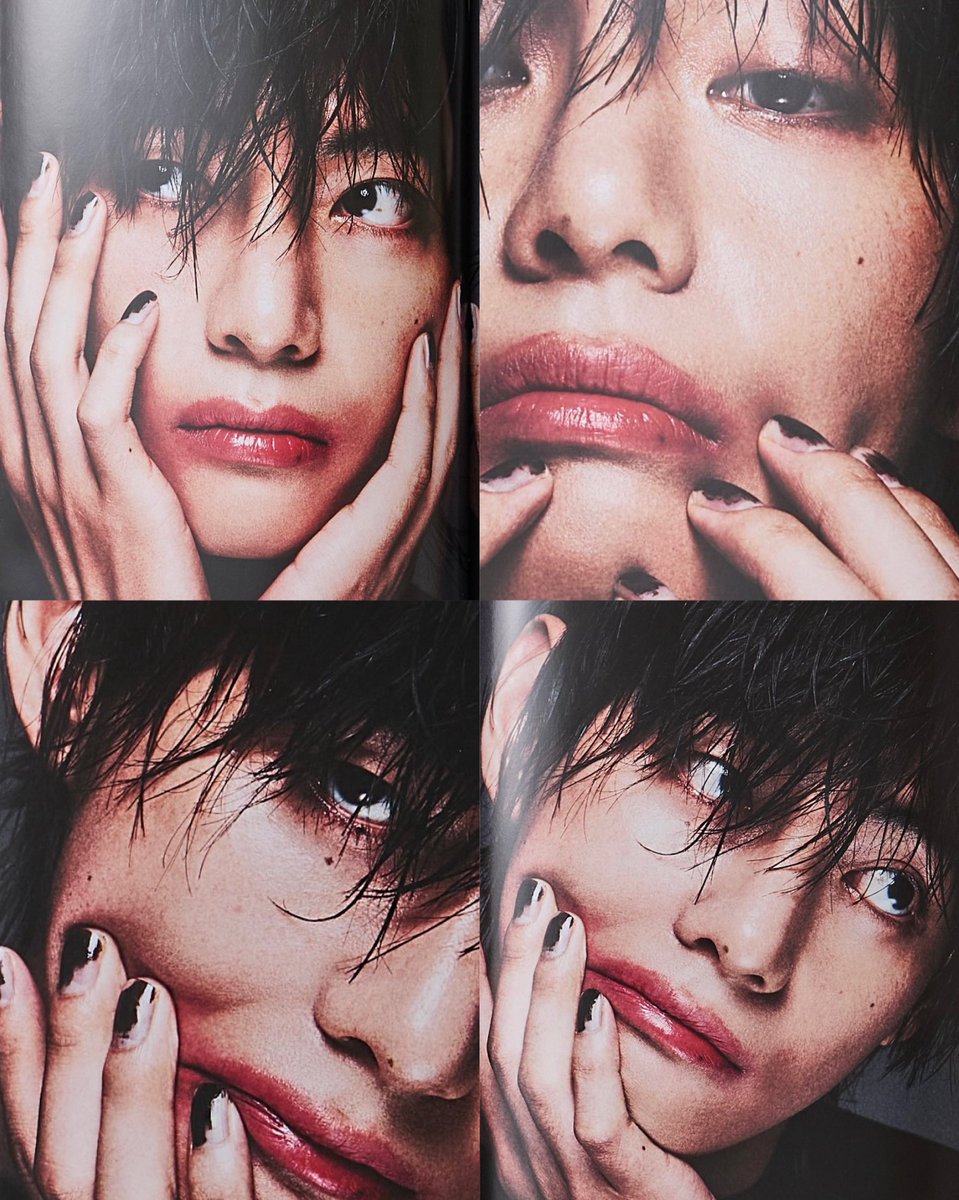 taeguide's tweet image. Black chipped nail polish, smeared red lipstick….oh this gothic diva