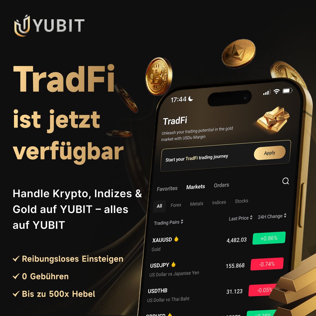 ⚡ YUBIT TradFi JETZT LIVE - Perfektes Timing für die Metall-Rally!

Trade Crypto, Metalle, Aktien, Index und Forex alles auf YUBIT

🆓 0 Fee Trading
📈 Bis zu 500x Hebel
💰 Reines USDT-Ökosystem

yubit.com/yubit/other-he…

#TradFi #Gold #Silver #Forex #NAS100 #SP500 #NVDIA #TSLA