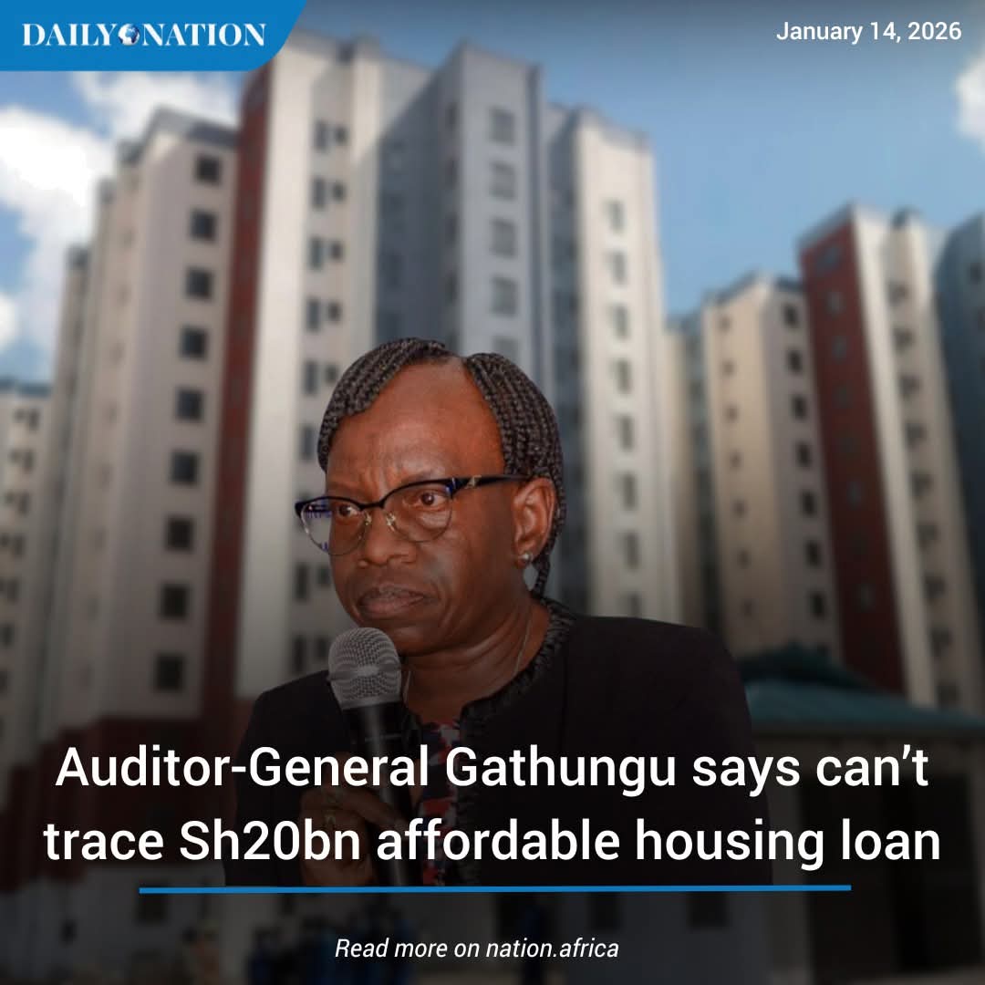 Saitabao's tweet image. Auditor-General can't trace Ksh. 1.3 trilion irregularly withdrawn from exchequer between July 2024 and Feb 2025, Ksh. 104B SHA loot, Kshs. 54.4B Ecitizen heist,  Ksh. 304B in idle projects, Ksh. 8.2B Hustler Fund, Ksh. 16.6B capitation sent to non-existent schools, Ksh. 20B…