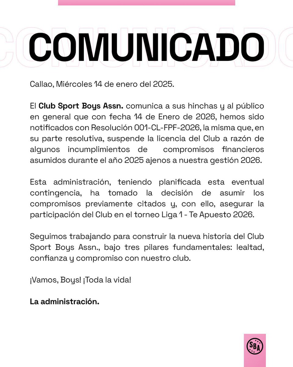 Muchos sabían lo que pasaba y eligieron callar.
Esto no es tirar barro, es exigir que la administración cumpla y resuelva sus pendientes.
Noriega conocía perfectamente sus obligaciones para que esto no ocurra.

<a href="/sportboys/">Club Sport Boys Association</a>
