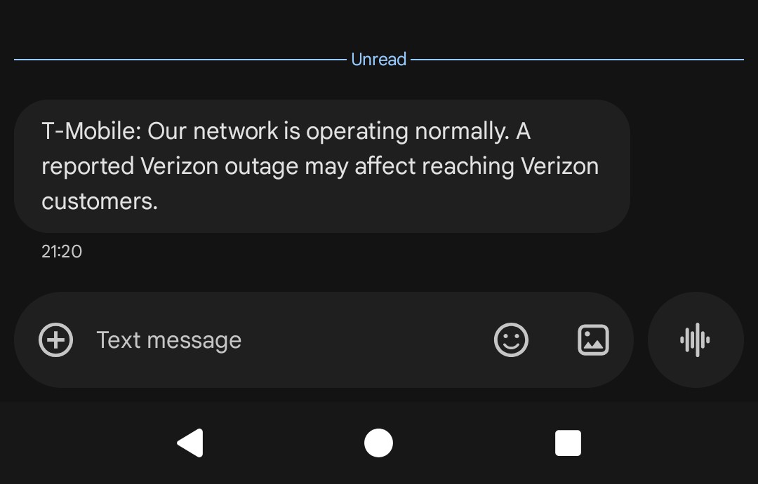 drvrjay's tweet image. Thanks @TMobile for letting me know @Verizon is having issues. Glad I left them a few months ago.