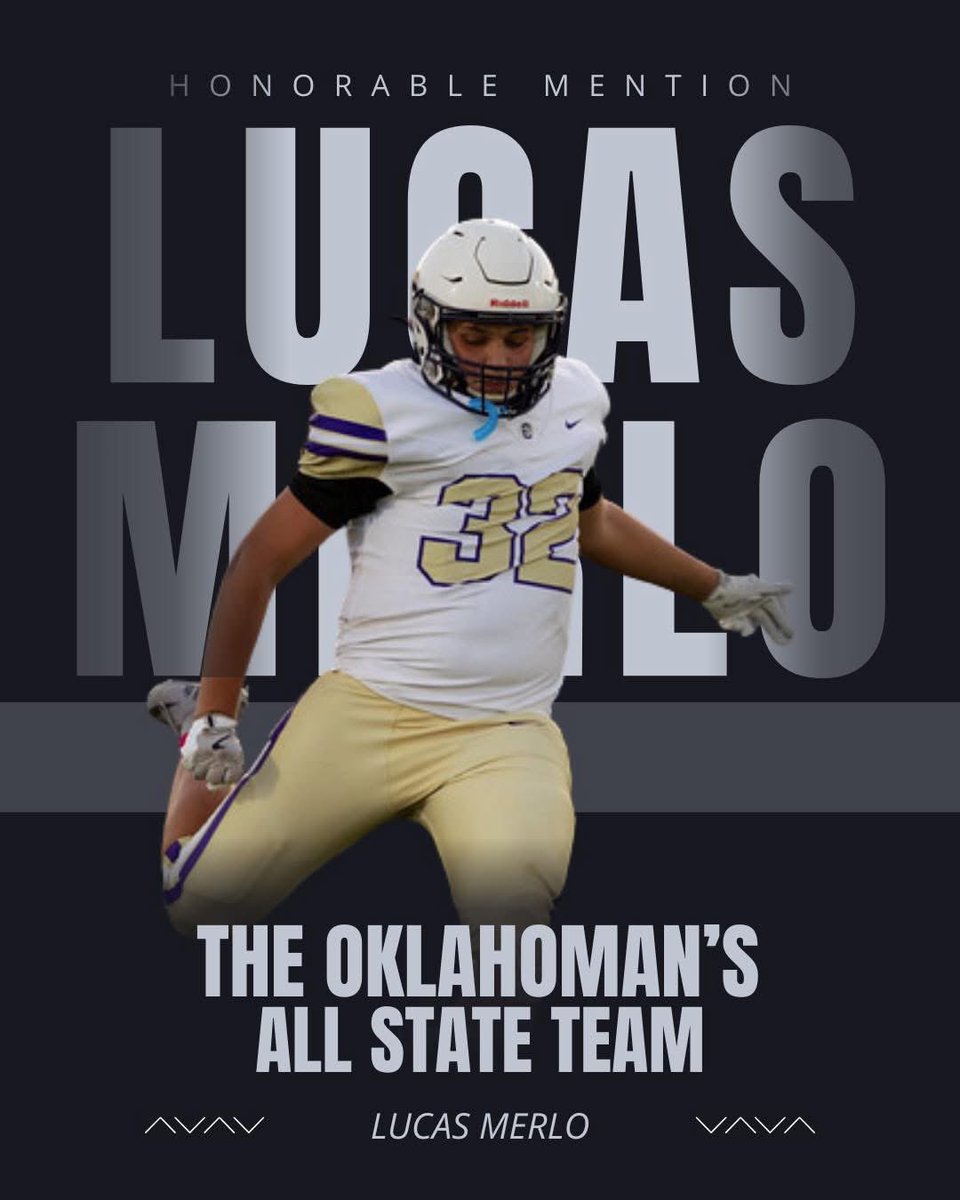 CCSRoyalsFB's tweet photo. Congratulations to Lucas Merlo on earning Honorable Mention for The Oklahoman’s All-State Team! 🏆
Hard work, dedication, and Royal pride on full display. We’re so proud! 

#GoRoyals #CCSFootball #FridayNightLights #Team23 https://t.co/BTIIGqaTJQ