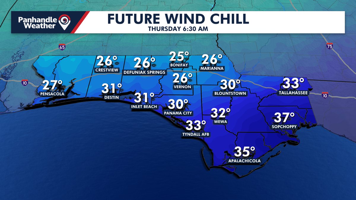 Here comes a final burst of light rain this evening before the wind picks up and the cold air moves in. The wind chill will be the bigger issue tonight w/feels like temps in the 20s Thursday AM.
Download the Panhandle Weather App now at Onelink.to/panhandleweath…