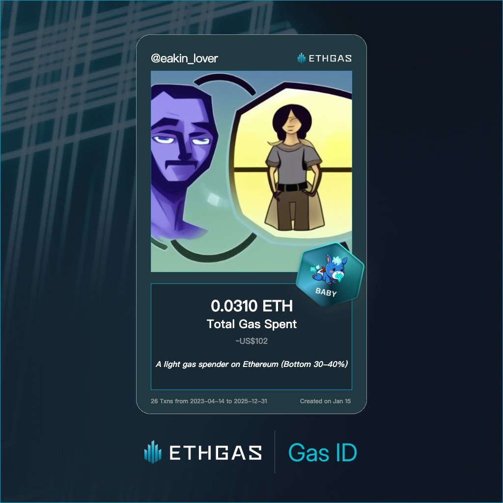 eakin_lover's tweet photo. Leveled up in the Great Gas Reckoning with ETHGas! 💪

Baby Jack status: 0.031 ETH gas spent, 8 Beans earned—supporting the Gasless Future!

Claim your Gas ID at https://t.co/Fatm8qNOI6 https://t.co/xXwJDzfjIN