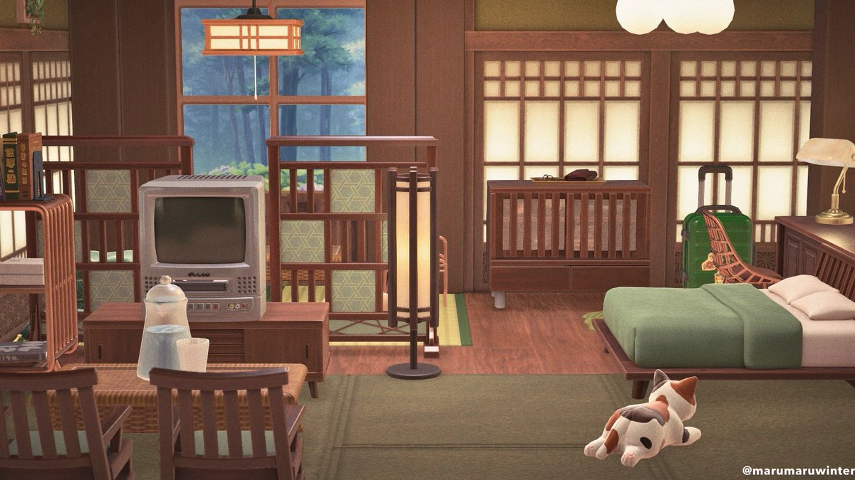 marumaruwinter's tweet image. 新家具を使った民宿風の一室🌱

#あつ森 #acnh