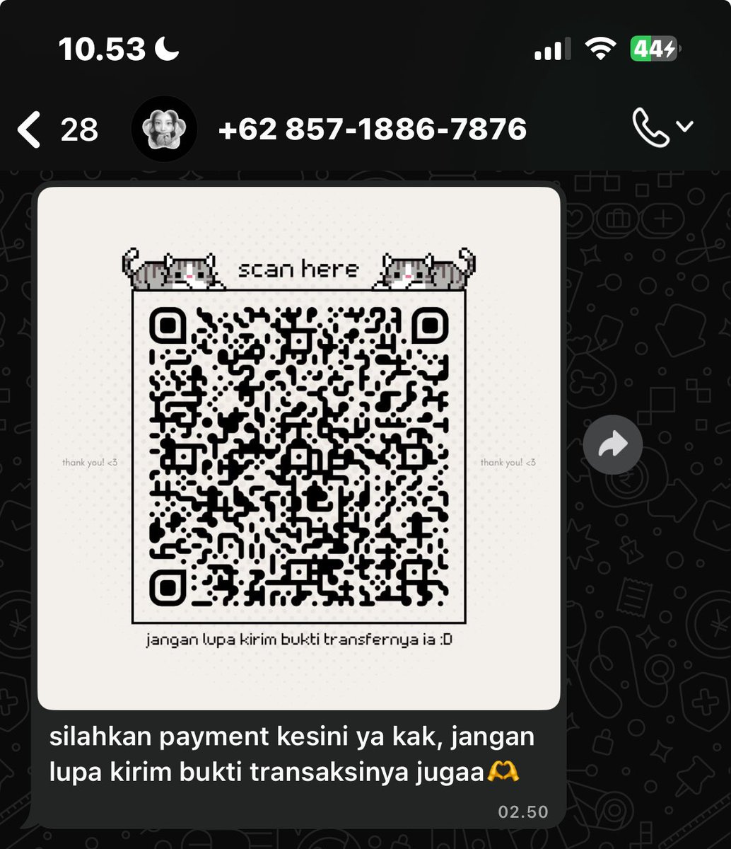 cittelovers's tweet image. ini qris nya gais A/N Warung Amanah.. ini nomor nya 085718867876

hati hati yang mau order di dia @tokkobelerine