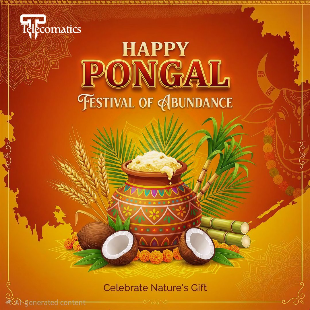 telecomatics's tweet photo. Wishing you a joyful Pongal from all of us at Telecomatics

May this harvest festival bring gratitude, growth, and endless opportunities into your life. Celebrate the season of happiness and new beginnings with us!"

#HappyPongal 
#PongalCelebration #Telecomatics  #NewBeginnings https://t.co/zBD9LUpJg8