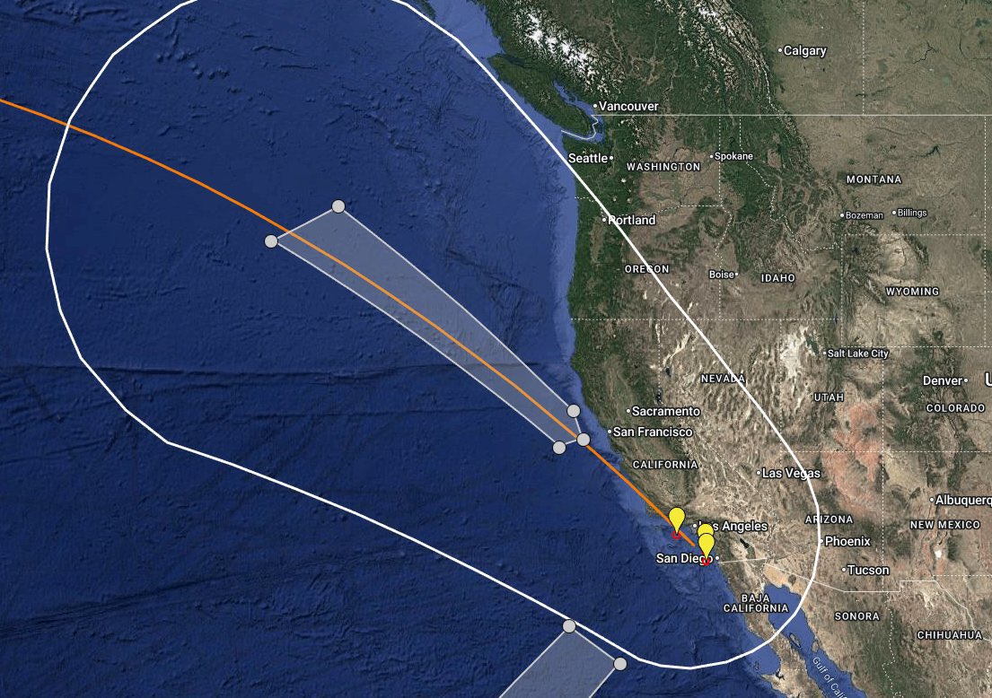 OC_Scanner's tweet image. 🚨CREW-11 LANDING LATE TONIGHT 🚨

LIGHT SHOW OVER SOUTHERN CALIFORNIA EXPECTED 

#LosAngeles / #California 

At approximately 12:30am tonight SpaceX/NASA Crew-11 Dragon Capsule will be making its return off the Southern California Coast. The capsule should be visible over a wide…