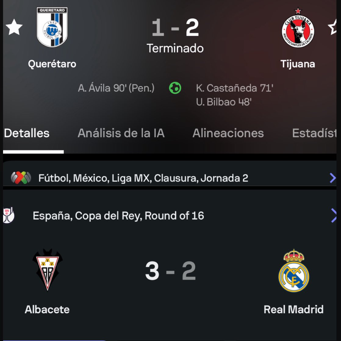 Hoy cayeron dos equipos grandes.