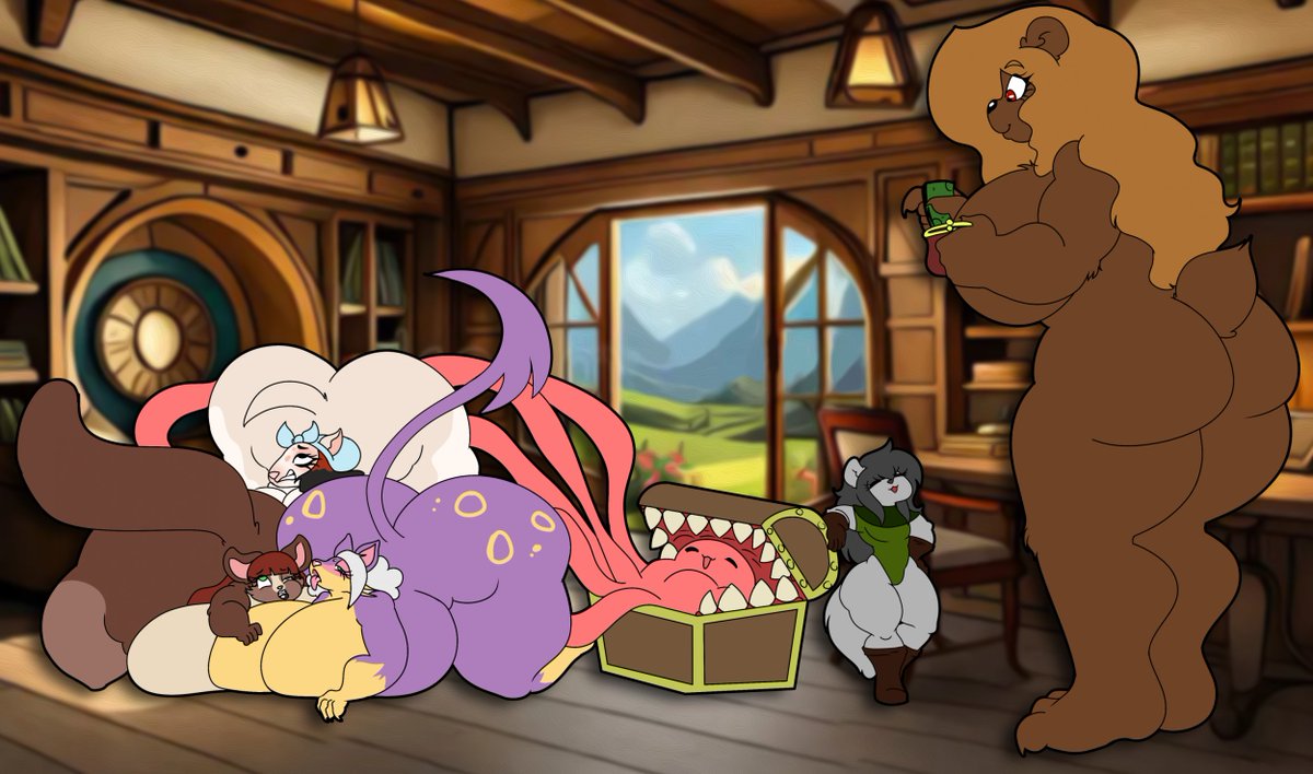 Burrboun's tweet image. Old comish that was very fun!
The dook doing bisniss!