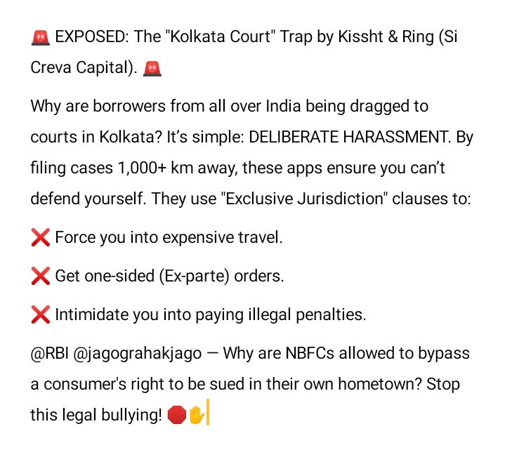 da11cca48677's tweet image. #Kissht #RingApp #SiCreva #LegalHarassment #FintechScam #ConsumerRights #RBI #DigitalLending #KolkataHighCourt